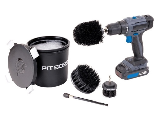 [41202] PIT BOSS - NEW! PB Kit pour Visseuse sans fils dans un sceau comprenant 3 brosses de differentes tailles et 1 embout à rallonge